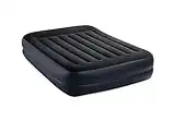 INTEX 64123ED Dura-Beam Plus Pillow Rest Air Mattress: Fiber-Tech – Queen Size – Built-in Electric Pump – 16.5in Bed Height – 600lb Weight Capacity