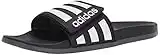 adidas Men's Adilette Comfort Adjustable Slides Sandal, Core Black/White/Grey, 12