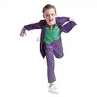 Halloween Scary Clown Costume for Kids, Carnival The Joker Dress Up Boys with Accessories，Purple (S)