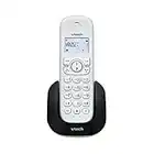 VTech CS1500 Dual-Charging DECT Cordless Phone with Call Block, Caller ID/Call Waiting, Handsfree Speakerphone, Backlit Display and Keypad, White