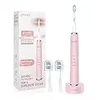 Sonic Electric Toothbrush for Adults,Ultra Whitening Toothbrush Fully Charged for 30 Days Use with 4 Modes 2 Mins Smart Timer 2 Brush Heads,Pink-Phniti