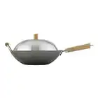 Helen's Asian Kitchen Helen Chen's Asian Kitchen Flat Bottom Wok, Carbon Steel with Lid and Stir Fry Spatula, Recipes Included, 13.5-inch, 4 Piece Set, 13.5 Inch, Silver/Gray/Natural