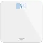 Active Era Báscula de Baño Digital Ultrafina con Sensores de Alta Precisión Pantalla LCD, Auto Encendido y Apagado. Cristal Templado Ultra Resistente (Kg/Stone/libras) Pilas AAA Incluidas - Blanco