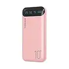 Power Bank 10000mAh Cargador Portátil Batería Externa con 2 Salidas USB 2.4 A y Entrada USB C Compatible con Huawei iPhone 12 11 X iPad Samsung Galaxy S20 Android Tablet Plus (Rosado)