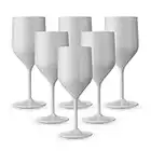 AMZ BETTER Bryna - Set de 6 Pièces Verres Croisiere 25 Cl en Polycarbonate (Plastique Rigide), 100% Design Italien, Verres Incassables, Verres à Vin Réutilisables et Lavables au Lave-Vaisselle, Blanc