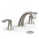 Bathroom Sink Faucet, Faucet for Bathroom Sink, Widespread Brushed Nickel Bathroom Faucet 3 Hole with Stainless Steel Pop Up Drain and cUPC Lead-Free Hose - (Brushed Nickel)