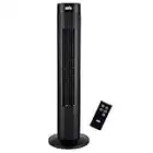 ANSIO Tower Fan 30-inch with Remote For Home and Office, 7.5 Hour Timer, 3 Speed Oscillating Cooling Fan - Black