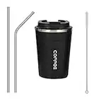 TSKDKIT Reusable Coffee Cups Leakproof Travel Mug Insulation Coffee Mug with Lid Stainless Steel Coffee Travel Cup for Cold and Hot Drinks, 380ml/12.8oz Coffee Flask Travel Mug with Straw