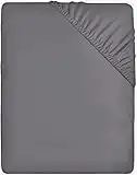 Utopia Bedding Lenzuolo con Angoli Due Piazze Matrimoniale - 180x200cm - Grigio - Microfibra di Poliestere Spazzolato - Lenzuolo Sotto con Angoli Elasticizzato