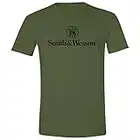 Smith and Wesson Men’s Shield Logo Solid Short-Sleeve Cotton T-Shirt, Size Large, Military Green