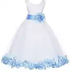 ekidsbridal White Floral Rose Petals Flower Girl Dress Birthday Girl Dress Junior Flower Girl Dresses 302s 6