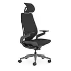 Steelcase Gesture Sedia da ufficio ergonomica regolabile in altezza con supporto lombare regolabile e braccioli, comodo rivestimento in tessuto nero con poggiatesta