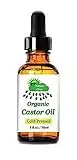 Nature Drop's Organic Castor Oil - 100% USDA Certified Pure Cold Pressed Hexane free - Best oil Growth For Eyelashes, Hair, Eyebrows, Face and Skin, Triple Filtered, Great for Acne,