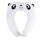 Pejoye Bébé Réducteur de Toilette, Siège Toilette Pliable Enfants, Réducteur WC Bébé Siège de Toilette Portatif pour Garçon et Fille avec 8pcs Patins Antidérapants et 1 Sac de Transport, Panda Blanc