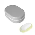 Travel Soap Case, Soap Dish with Sealed Cover for Outdoor Camping, Hiking, Cycling or Business Travel, Travel Soap Box with Soap Saver Pads for School, Gym, Stadium, Office, Hotel (Oval, Gray-1)