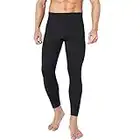 TEERFU Men's Midweight Thermal Underwear Pants Cotton Long Johns Leggings Base Layer Bottoms, XL, Black