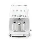 Smeg DCF02WHUK Drip Coffee Machine, Auto-Start Mode, Reuseable Filter, Digital Display, Anti-Drip System, Aroma Intensity Option, 1.4 Litre Tank, White