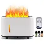 NAJILI Aroma Diffuser Mit 7 Flammen Effekt, 240ml Ultraschall-Luftbefeuchter 3 in 1 Air Humidifier, Diffuser für ätherische Öle mit Fernbedienung und 3 ätherische Öle, Auto-Off-Schutz(Weiß)