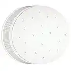 100 Pack Round Air Fryer Liners with Holes for Air Fryer Basket, Dumpling Paper, 8-Inch Perforated Bamboo Steamer Liner Sheets for Air Frying, Steaming, and Baking (White)