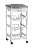 Kit Closet 7040028014 - Carro de cocina 1 puerta + cajón, inox/blanco, 37 x 37 x76