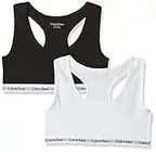 Calvin Klein Reggiseni a Bralette Donna Confezione da 2 Elasticizzati, Multicolore (White/Black), 12-14 Anni