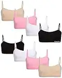 bebe Girl's Seamless Training Cami Sports Bra (8 Pack), Size Medium, Black/White/Light Pink/Almond