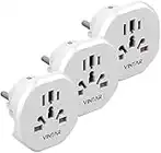 VINTAR 3PC Adaptador de Viaje Universal para España, Enchufe Adaptador de Seguridad para Reino Unido, EE. UU., China, Italia, Suiza, Enchufe de Viaje Compacto Blanco