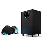 Logitech G560 PC Gaming Lautsprecher mit DTS:X Ultra Surround Sound, Spielbasierter LIGHTSYNC RGB-Beleuchtung, Zwei Satellitenlautsprecher und Subwoofer, Immersives Gaming-Erlebnis - Schwarz