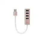 GTMEDIA Concentrador de Transferencia de Datos USB, Divisor de Aluminio extendido portátil de 4 Puertos, Adaptador Delgado de Alta Velocidad de Oro Rosa para Macbook, PC portátil, Unidades Flash USB