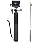 WOLFANG Selfie Stick Pro GB2200 con Batteria ricaricabile 2600 mAh, Selfie Stick Nero Rotazione per action cam, Gopro, e viaggio (24-60 cm)