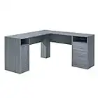Techni Mobili Functional L-Shaped Computer Desk with storage, L is ⁠59.5" wide x 59.5" Long, Grey