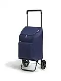 Gimi Argo Urban Carro de la Compra Ligero, Capacidad de Carga 42 Litros, Bolsillo Frontal con Cremallera, con Ruedas Resistentes a la Lluvia, para la Compra de Alimentos,36 x 30 x 94 cm, Azul,Grande