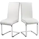 Yaheetech Set of 2 Modern White Dining Chairs Reception Chair Leather with Soft Padded Seat High Back Metal Legs for Dining Room Home Furniture