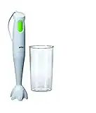 Braun MQ100 Soup MultiQuick 1 Minipimer Mixer ad Immersione, Frullatore con Bicchiere 600ml, 450 W, Plastica, Bianco/Verde