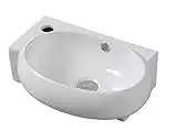 Durovin Bathrooms Ceramic Basin - Wall Hung or Counter Top Mount Sink - Single Corner Tap Hole with Overflow - 420 x 280 x 150mm (WxDxH)