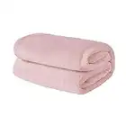 Brentfords Flannel Fleece Ultra Soft Large Blanket Throw Over Fluffy Warm Bedspread for Bedroom Double Bed Sofa Couch, Blush Pink - 150 x 200cm