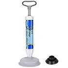 XREXS Drain Buster Toilet Air Plunger - Powerful Drain Plunger with 2 Type Suction Cups, Toilet Unblocker Vacuum Plunger, Sink Unblocker Suitable for Toilet, Bathtub, Shower(Blue)