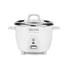 Aroma ARC-753SG 3-Cup Uncooked, 6-Cup Cooked, Simply Stainless Rice Cooker, White