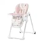 Kinderkraft YUMMY Chaise Haute Bébé, Fauteuil Enfant, Chaise Enfant, Puericulture Bébé, Repas Bébé, Pliée, Avec Plateau, Repose-pieds, Réglable, Naissance, 15kg, Rose