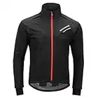 ROCKBROS Winter Cycling Jacket Warm Men's Windproof Thermal Coat Softshell Black Red (US SIZE L)