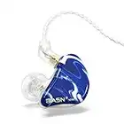 BASN MMCX Triple Driver in-Ear Monitors with Rich Bass, HiFi Stereo IEM Earphones with Upgraded Detachable Cables for Audiophiles Musicians(Ice Blue)