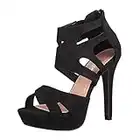 Elara Zapato de Tacón Alto Mujer Abierto Stilettos Chunkyrayan Negro LL85-Schwarz-37