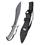 Cat Machete with Shoulder Strap Sheath,19 Inch, Stainless Steel Blade Knife with Ergonomic Comfort Tool Handle, Cut, Chop, Clear Brush, Garden, Outdoors, Camping Black Silver - 240395