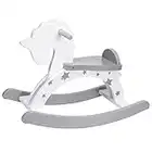 labebe Kids Rocking Horse for 1+ Year Old, Wooden Rocking Unicorn for Toddler Age 1-3, Baby Animal Horse Rocker Kids Ride On Toys, Great Festival Gift for 12M+, 26.5"*10.6"*18.3", Gray