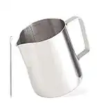 Milk Frothing Pitcher Stainless Steel Frother Cup Espresso Steaming Pitcher with Decorating Art Pen for Espresso Machines Cappuccino Latte (350ML)