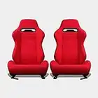 MODAUTO Asiento Deportivo Coche, Semibaquet Deportivo Ajustable, de Tela, Adaptable para Coches con Ríeles Incluidos, Conductor y Pasajero,para Coche y Simulador de Conducción, Modelo N125LR, Rojo