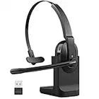 HUAKUA Casque Micro Sans Fil pour PC Android iOS Smartphone TV Casque Telephone avec Adaptateur USB Bluetooth Mute Anti Bruit AI Multipoint pour Teletravail Bureau Teams Visioconférence Centre d'Appel