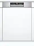 Bosch SMI6ECS57E Serie 6 - Lavavajillas semiintegrable, D, 60 cm, acero inoxidable, 85 kWh/100 ciclos, 14 MGD, SuperSilence y VarioCajón, Home Connect