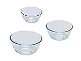 Pyrex - 8023509 - Lot de 3 Pièces - Saladier/Bol Mélangeurs en Verre - 0.5L;1L;2L - Verre Borosilicate - Ultra Résistant - Fabriqué en France