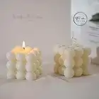 AICHLO 2PCS Bubble Candle White Aromatherapy Candle Shaped Candles Handmade Cube Candle Vanilla Scented Candle Trendy Room Decor Soy Candles Fun Candles for Girls Room Decor Aesthetic